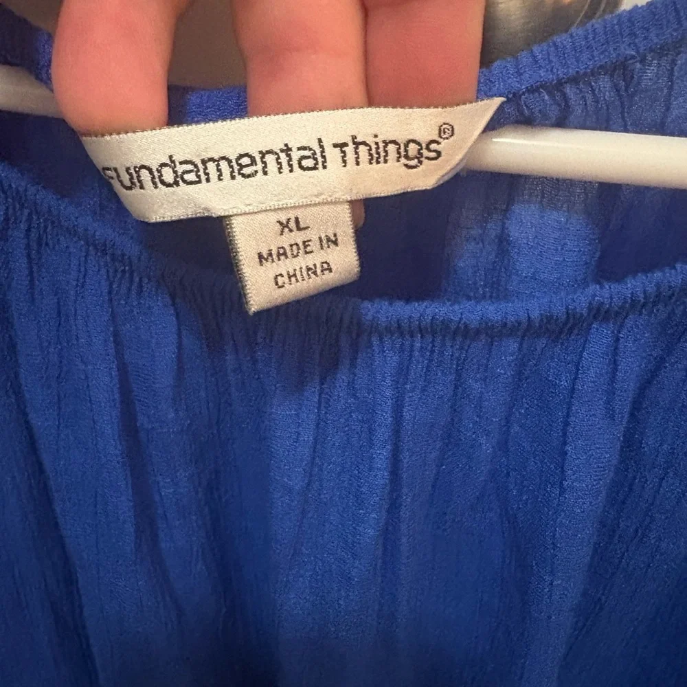 Vibrant Blue Women's Blouse with Ruffle Sleeves - Picture 2 of 2